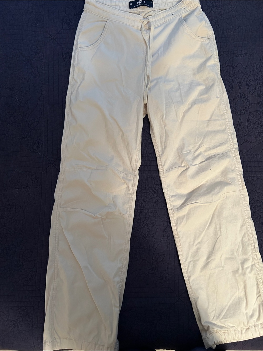 Hollister Light Cream Drawstring Parachute Pants